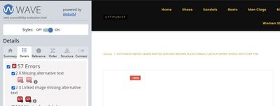 WAVE toolbar flagging a missing alt attribute error on an image